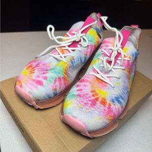 Colorful Tie-Dye Sneakers with Pink Accents